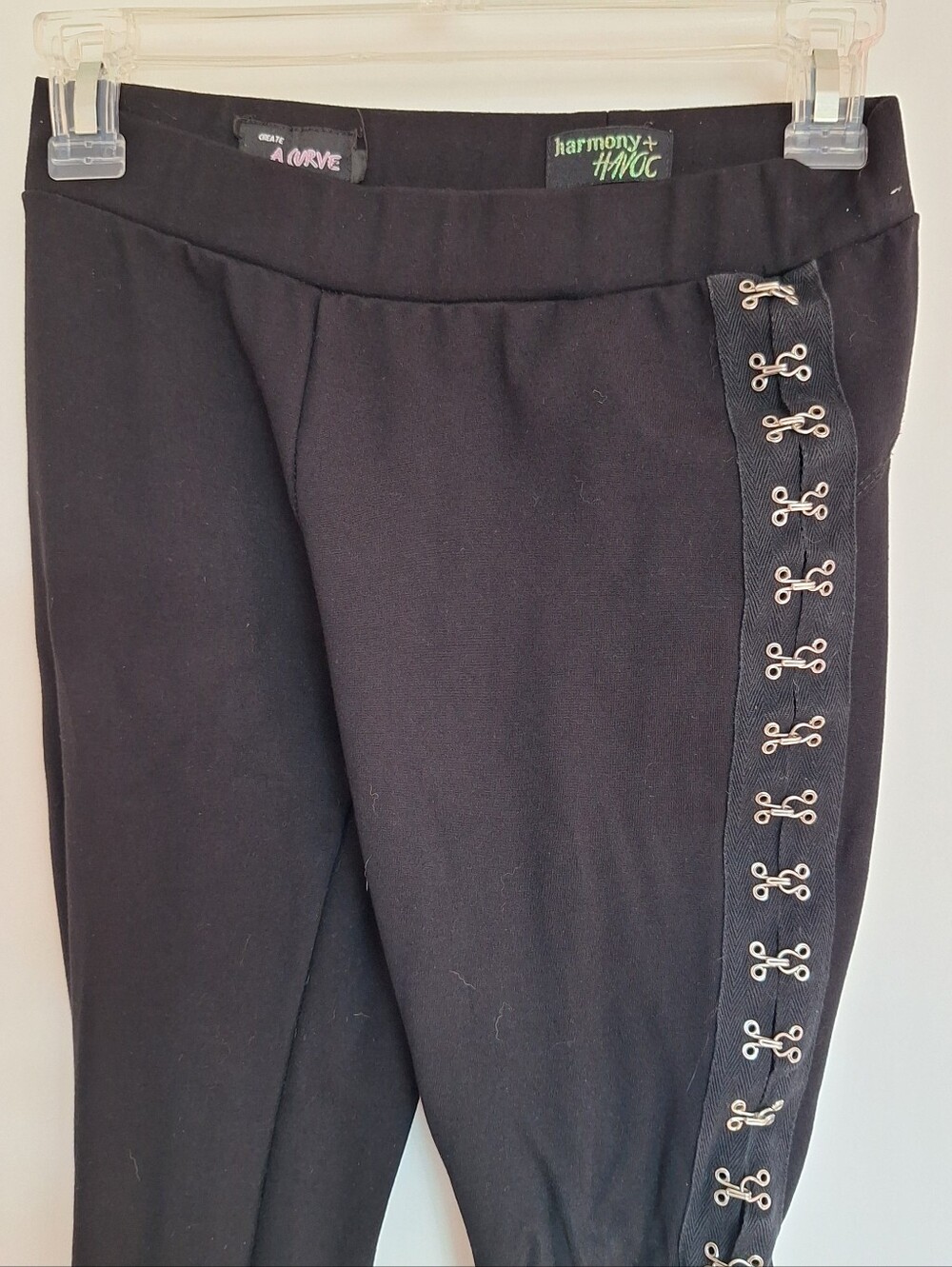 Womens Black Jeggings with Hook & Eye Closure On Sides HARMONY & HAVOC SZ M